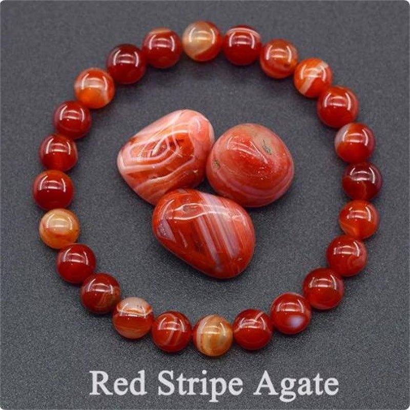 Tiger Eye Beaded Yoga Bracelet - Natural Stone Elastic - EclipticJew
