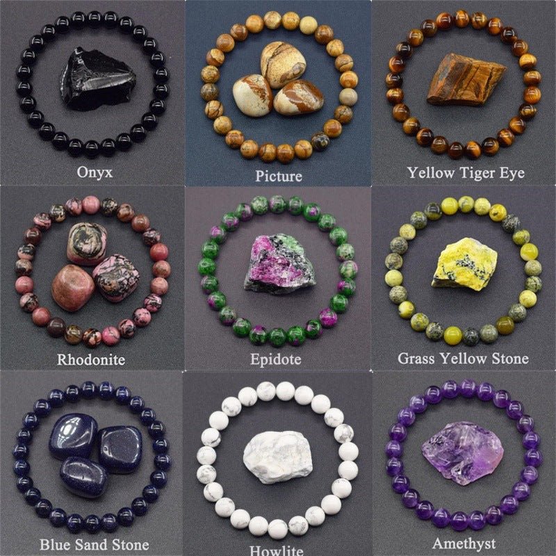 Tiger Eye Beaded Yoga Bracelet - Natural Stone Elastic - EclipticJew