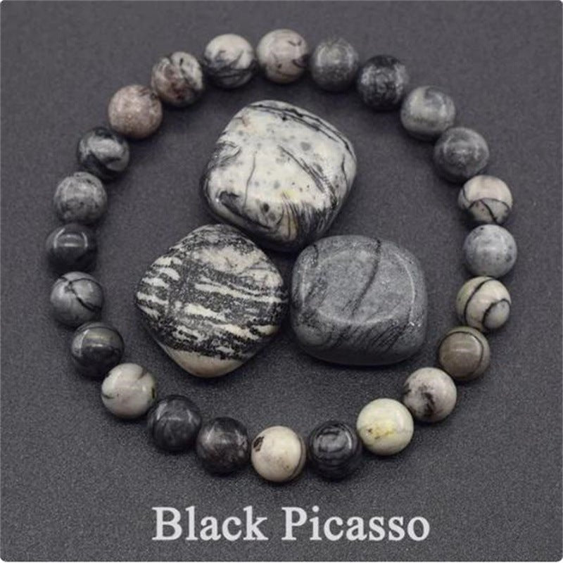 Tiger Eye Beaded Yoga Bracelet - Natural Stone Elastic - EclipticJew