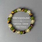 Tigers Eye Clear Quartz And Prehnite Beaded Bracelet - EclipticJew