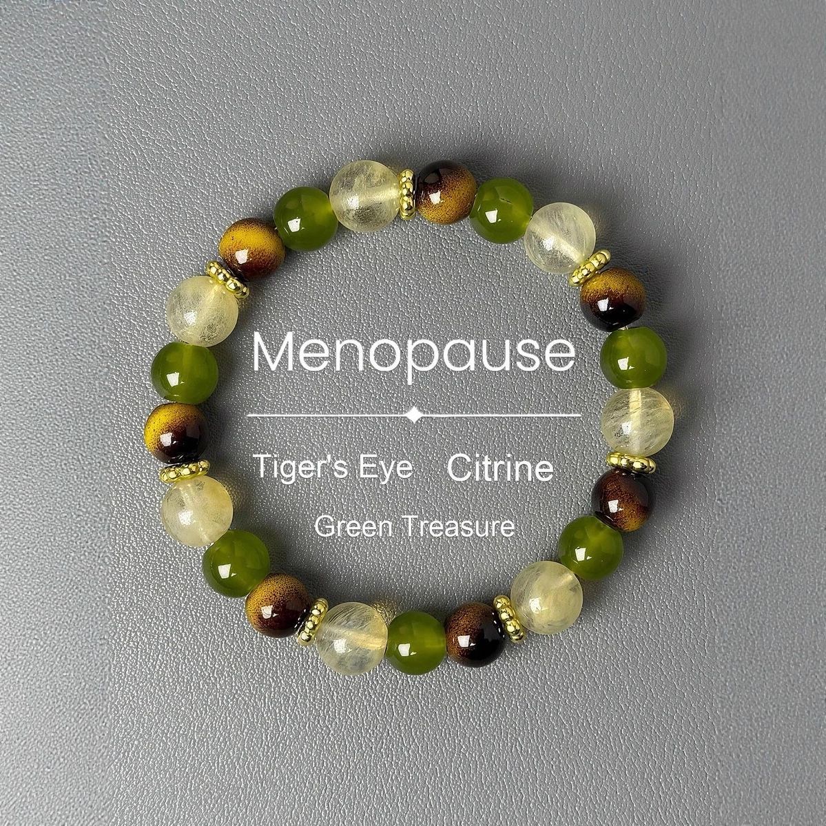 Tigers Eye Clear Quartz And Prehnite Beaded Bracelet - EclipticJew