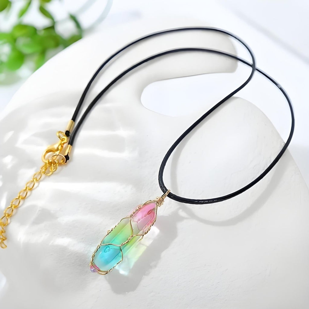 Transparent Geometric Diamond Crystal Necklace