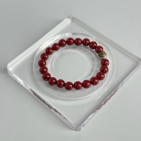 Vermilion Cinnabar Bracelet | Azure Dragon 8mm Beads Bracelet