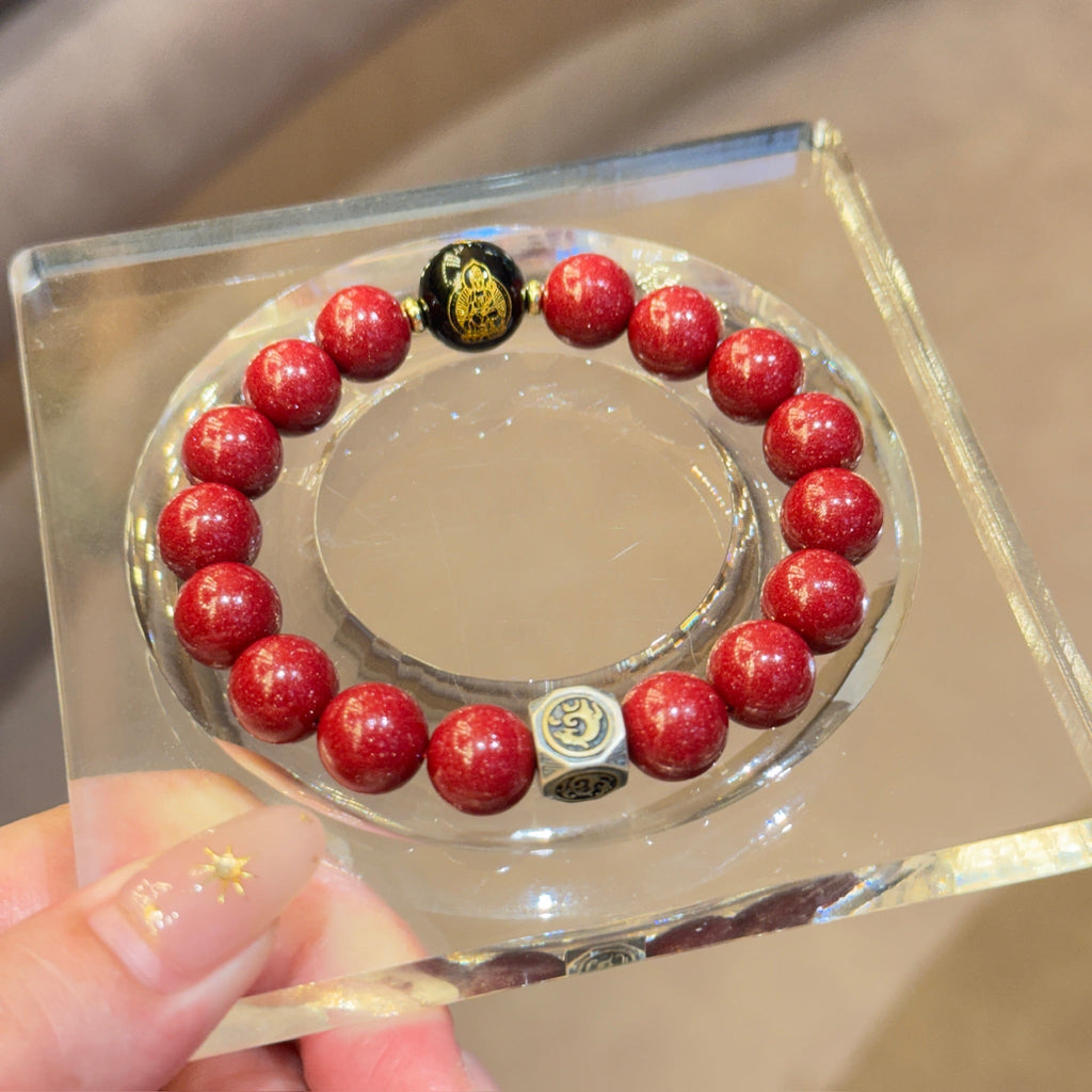 Vermilion Cinnabar Bracelet | Azure Dragon 8mm Beads Bracelet