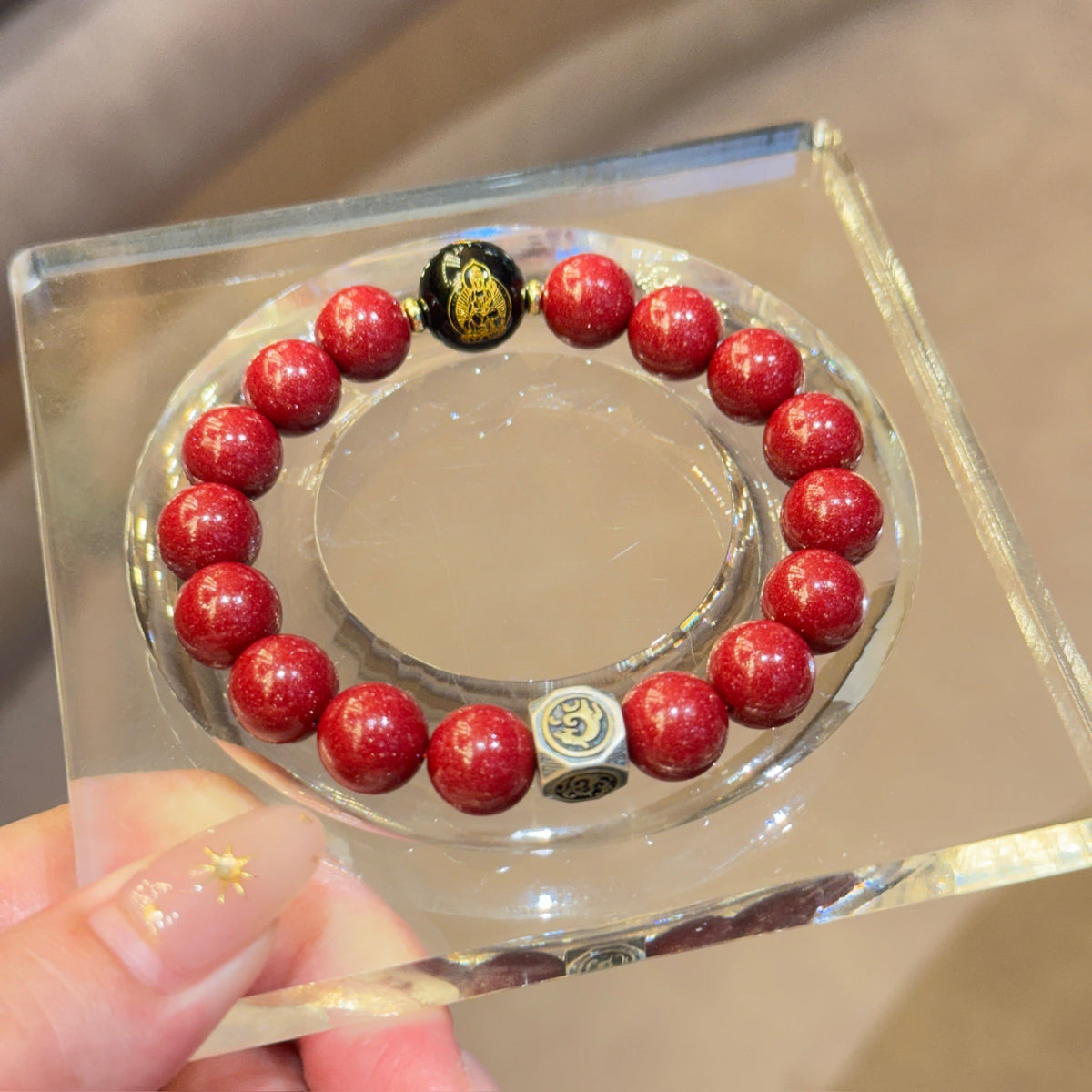 Vermilion Cinnabar Bracelet | Azure Dragon 8mm Beads Bracelet