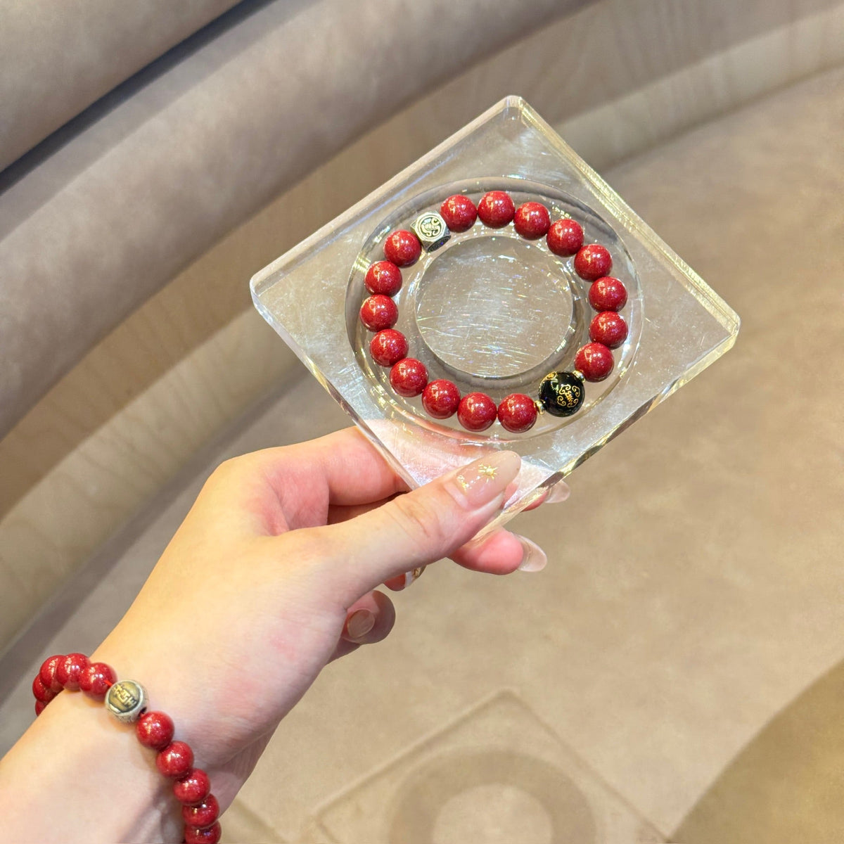 Vermilion Cinnabar Bracelet | Azure Dragon 8mm Beads Bracelet