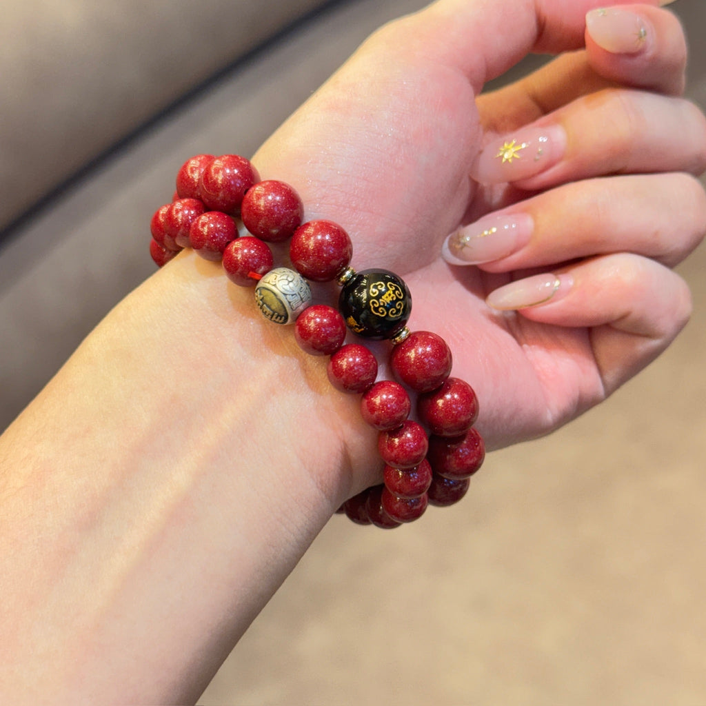 Vermilion Cinnabar Bracelet | Azure Dragon 8mm Beads Bracelet