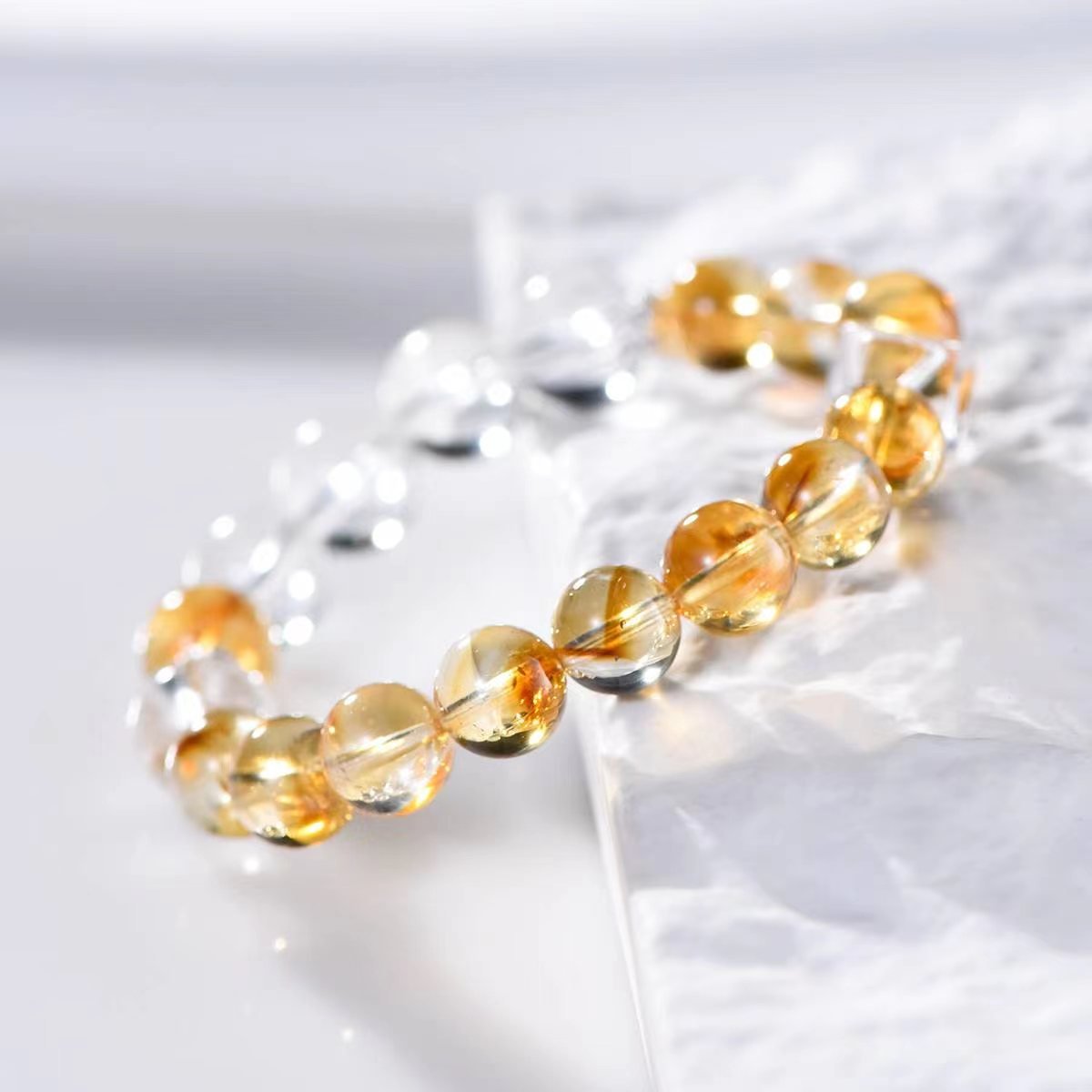 Wealth Attraction Citrine & Clear Quartz Cube Bracelet - EclipticJewBraceletscitrineclear quartz