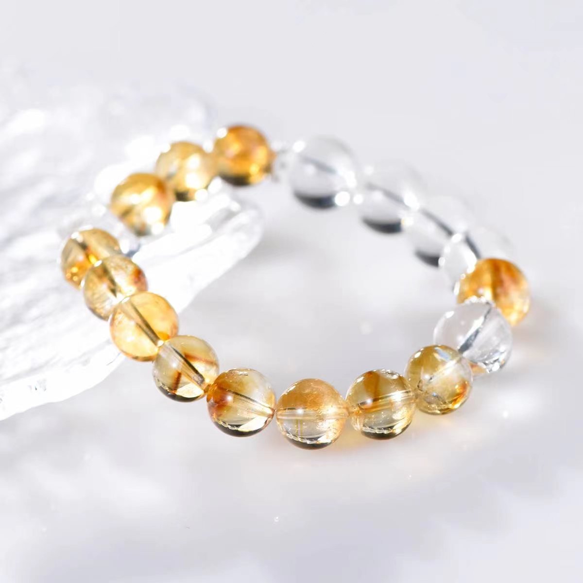 Wealth Attraction Citrine & Clear Quartz Cube Bracelet - EclipticJewBraceletscitrineclear quartz