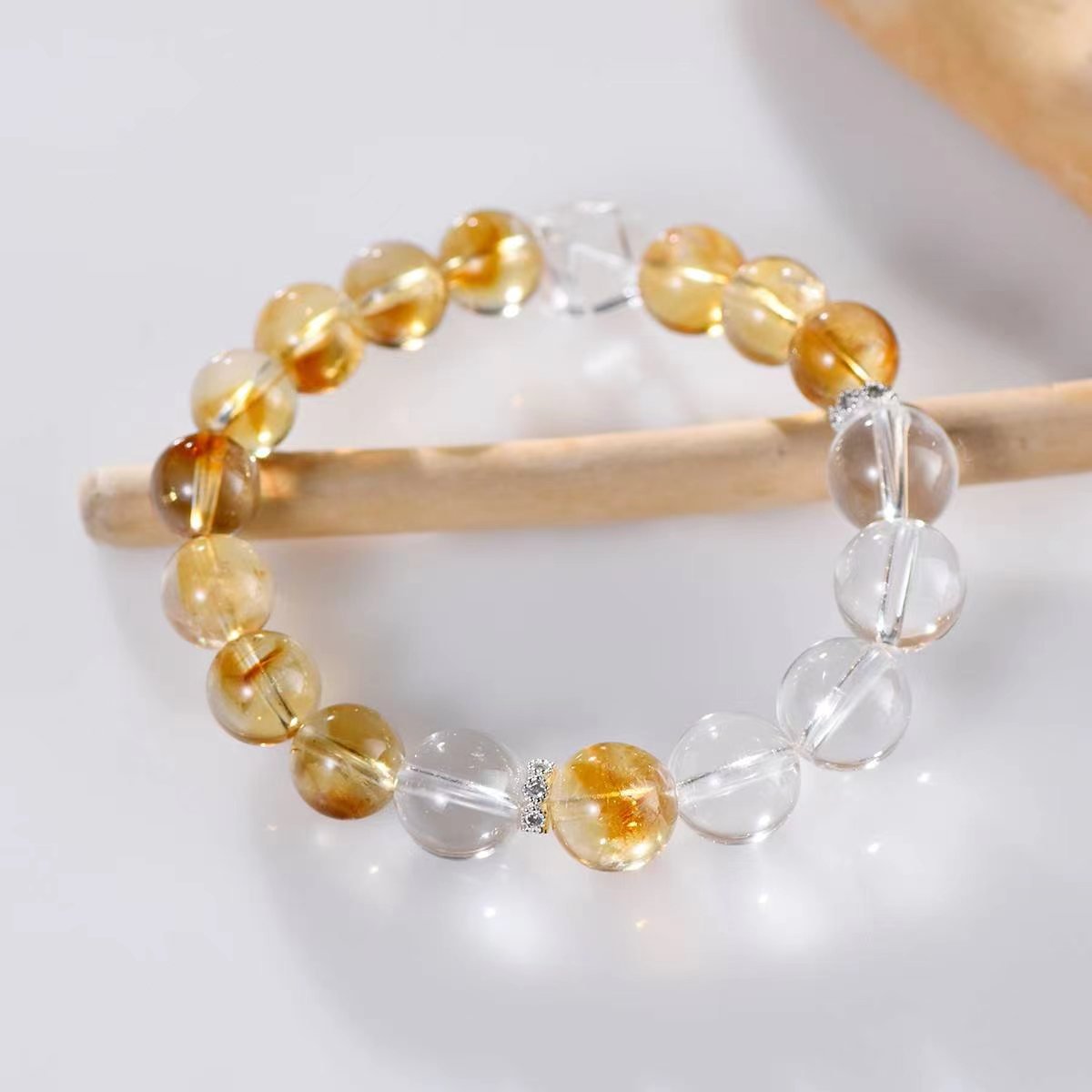 Wealth Attraction Citrine & Clear Quartz Cube Bracelet - EclipticJewBraceletscitrineclear quartz