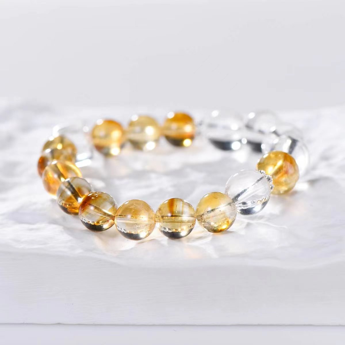 Wealth Attraction Citrine & Clear Quartz Cube Bracelet - EclipticJewBraceletscitrineclear quartz