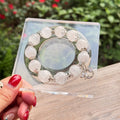 White Phantom Quartz Bracelet | Shimmering Celestial Moon Charm Amulet | Taoist Consecrated Aura Purifying & Karma Cleansing Crystal Jewelry