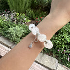 White Phantom Quartz Bracelet | Shimmering Celestial Moon Charm Amulet | Taoist Consecrated Aura Purifying & Karma Cleansing Crystal Jewelry